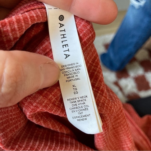 Athleta | Renew V-Neck Space Dye Currant Red Heather Orange Tank Top Camisole - Picture 5 of 6